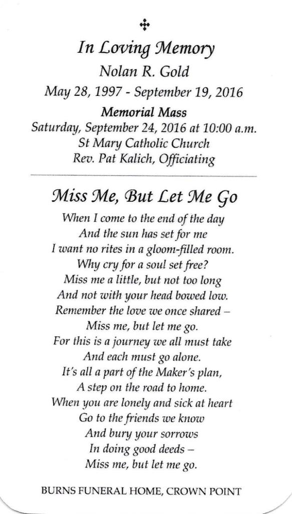 Nolan prayer card 20009
